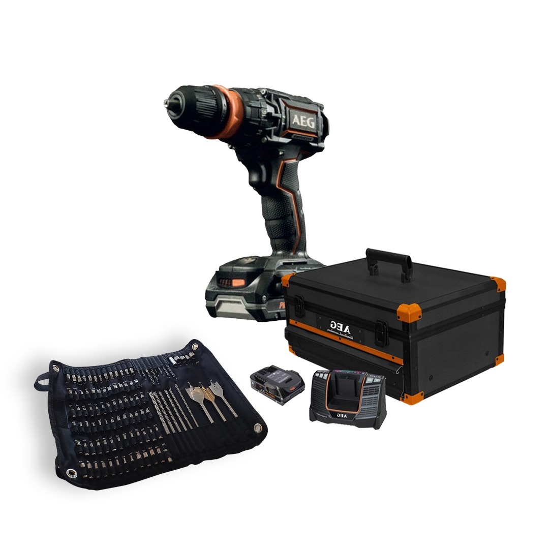 Buy Aeg Percussion Drill Kit With Bit Set - Bsb18Cblle - Li-252X2.5Ah Online | Power Tools | Qetaat.com